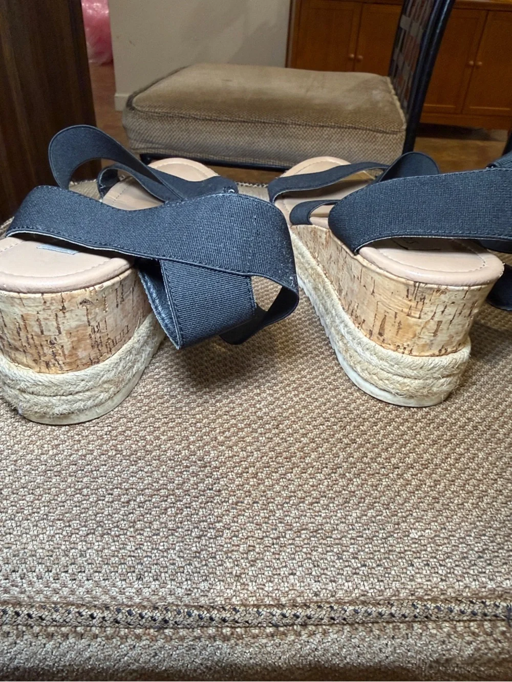 Steve Madden Black Platform Espadrille Sandals